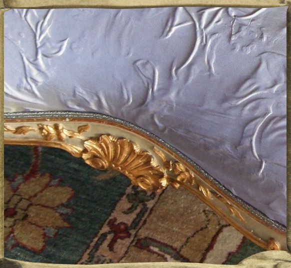 ANNAM reliefed silk Pompadour taffeta in Blue Brown.