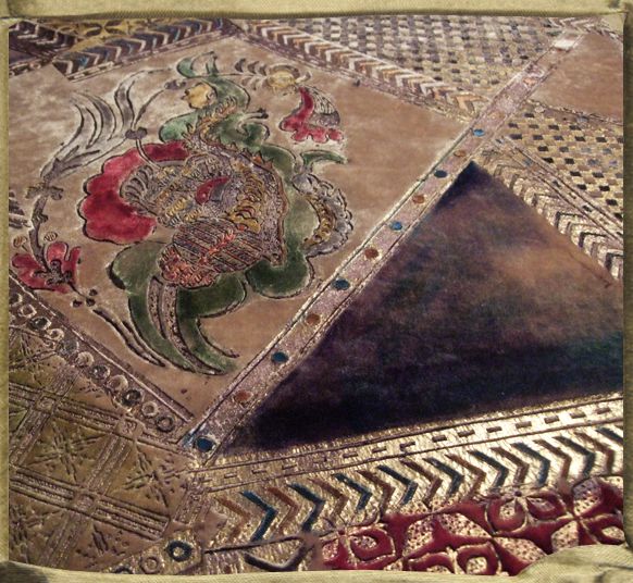 OMAR KHAYAM II gaufraged and hand painted on silk velvet.