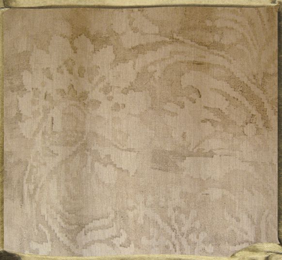 FONTAINEBLEAU watermark in natural Chekov linen, close up.