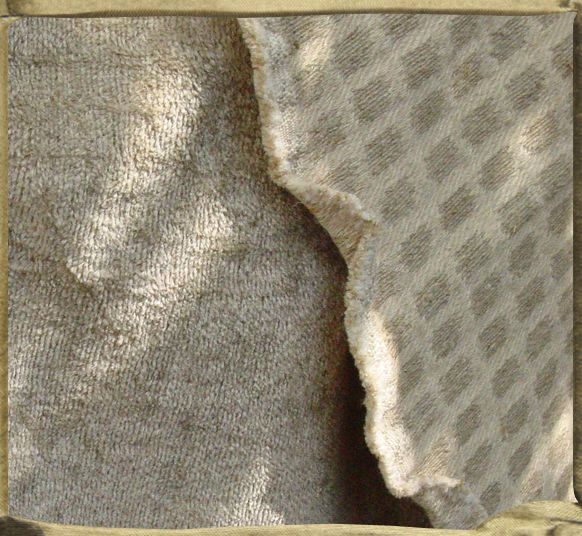 RUCHE in natural and cream Hemp, PLATANOV natural Linen velvet.